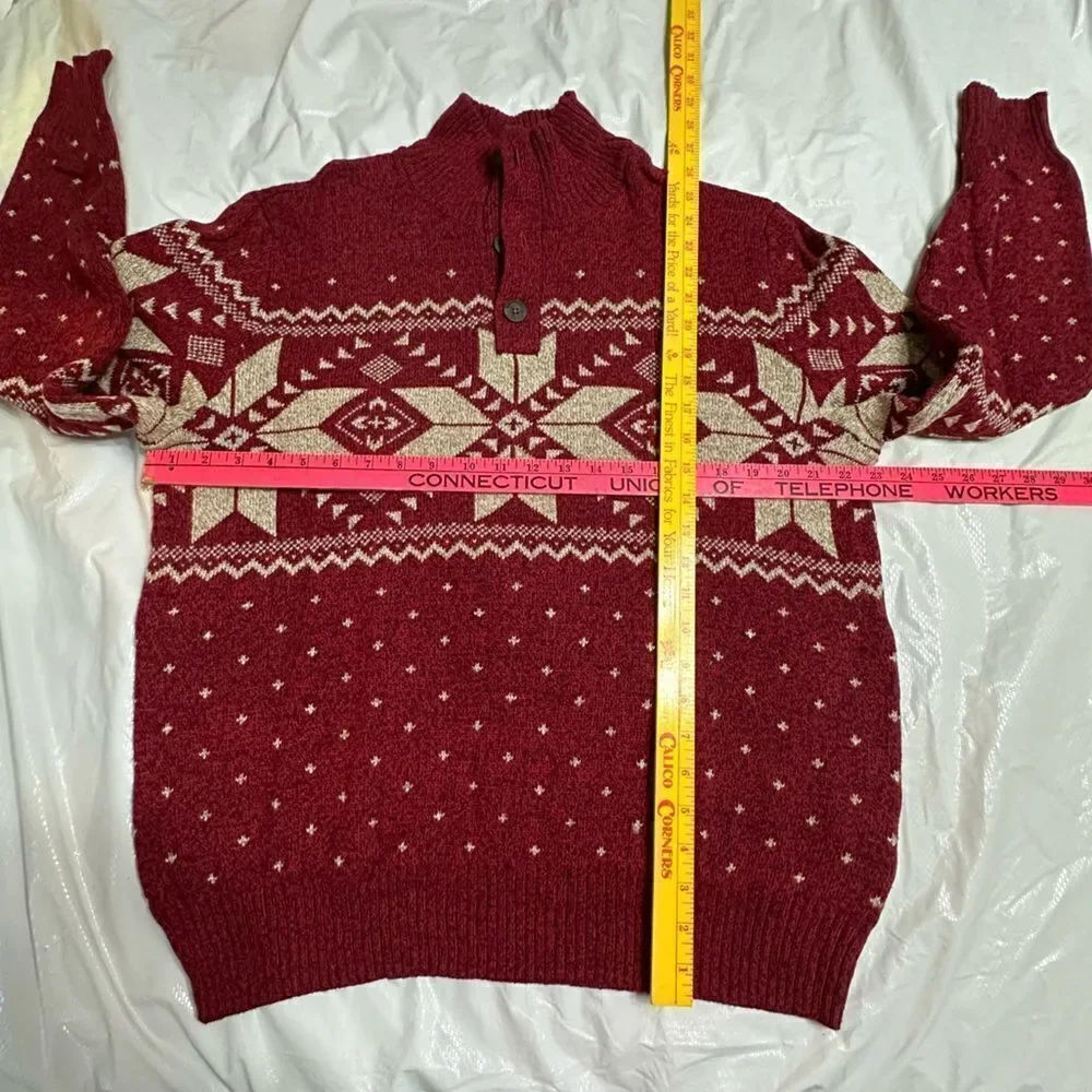 American Eagle Red Fair Isle 1/4 button pullover sweater size Large NWOT